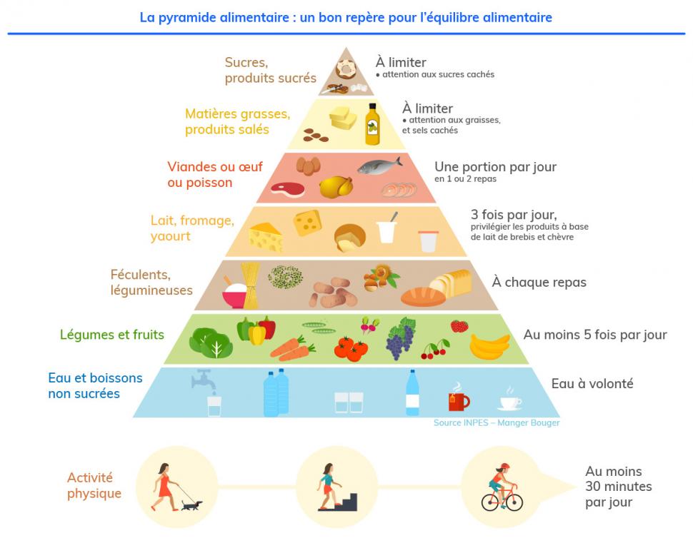 A. Pyramide alimentaire du régime MD. B. Pyramide alimentaire des